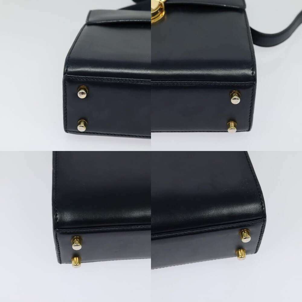 PRADA Shoulder Bag Leather Navy Gold - Picture 10 of 12
